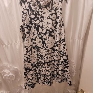 Floral Black and White Dress